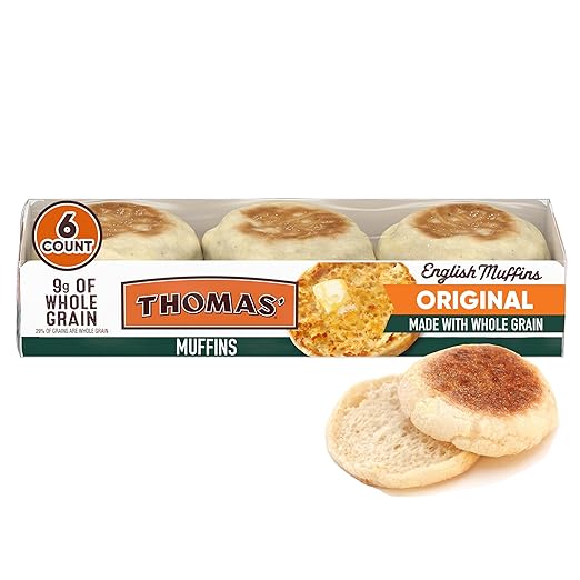 Thomas' Whole Grain English Muffins, 6 count, 12 oz