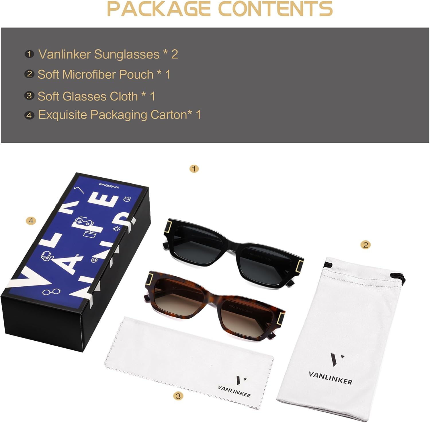 VANLINKER 2026 Polarized Trendy Small Square Cat Eye Sunglasses for Women Retro Rave Rectangle Shades VL9902