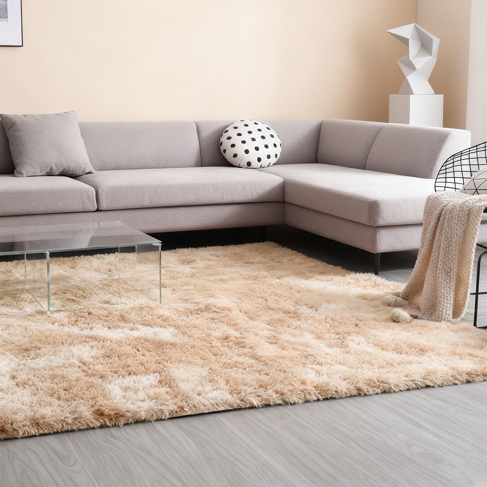 Tapis doux moelleux kaki 50 x 170 cm pour réchauffer les sols froids de la chambre