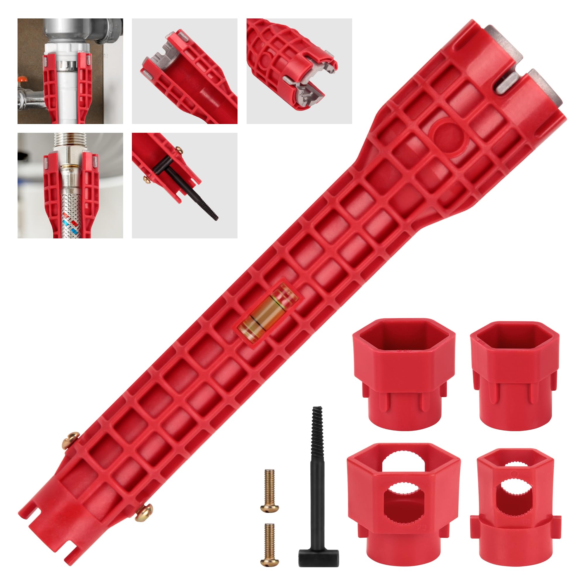 XDENGP 14 in 1 Faucet and Sink Installer, Multifunctional Basin Wrench, Faucet Wrench for Undermount Sink, Kitchen Bathroom Toilet, Ideal for Tight