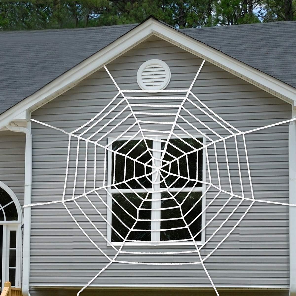 9 Feet Halloween Giant Spider Web clearance for Halloween Indoor Outdoor Decorations Super Stretch Cobweb with Spider Cotton White