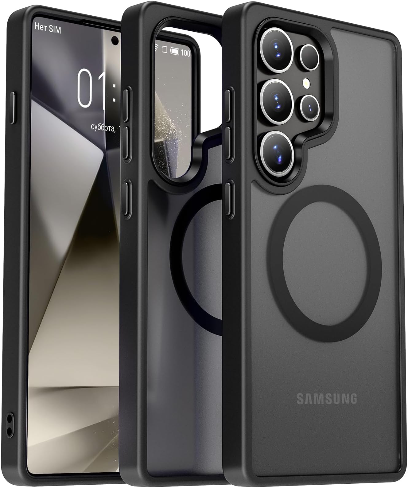 OterkinMagnetic for Samsung Galaxy S25 Ultra Case Matte [Compatible with MagSafe][Frosted Translucent][Military Grade Protection][Shockproof Anti-Scratch] Slim S25 Ultra Phone Case (Black)