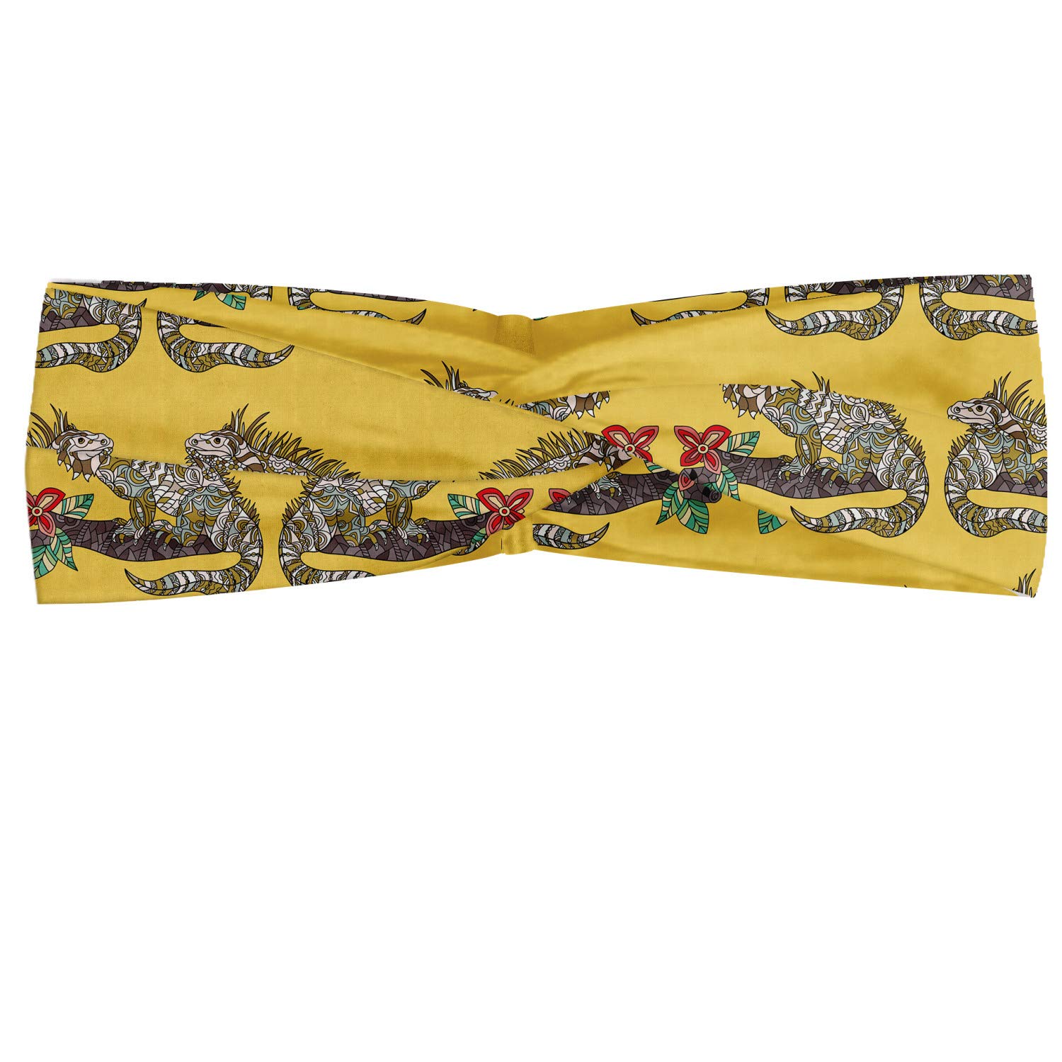 Amazon.com : Lunarable Iguana Headband for Women, Repetition of Ornamental  Lizard on Branch with Flower, Elastic Comfy Hair Accessory Knotted Head  Wrap Everyday Use, XS-S, Mustard Multicolor : Beauty & Personal Care