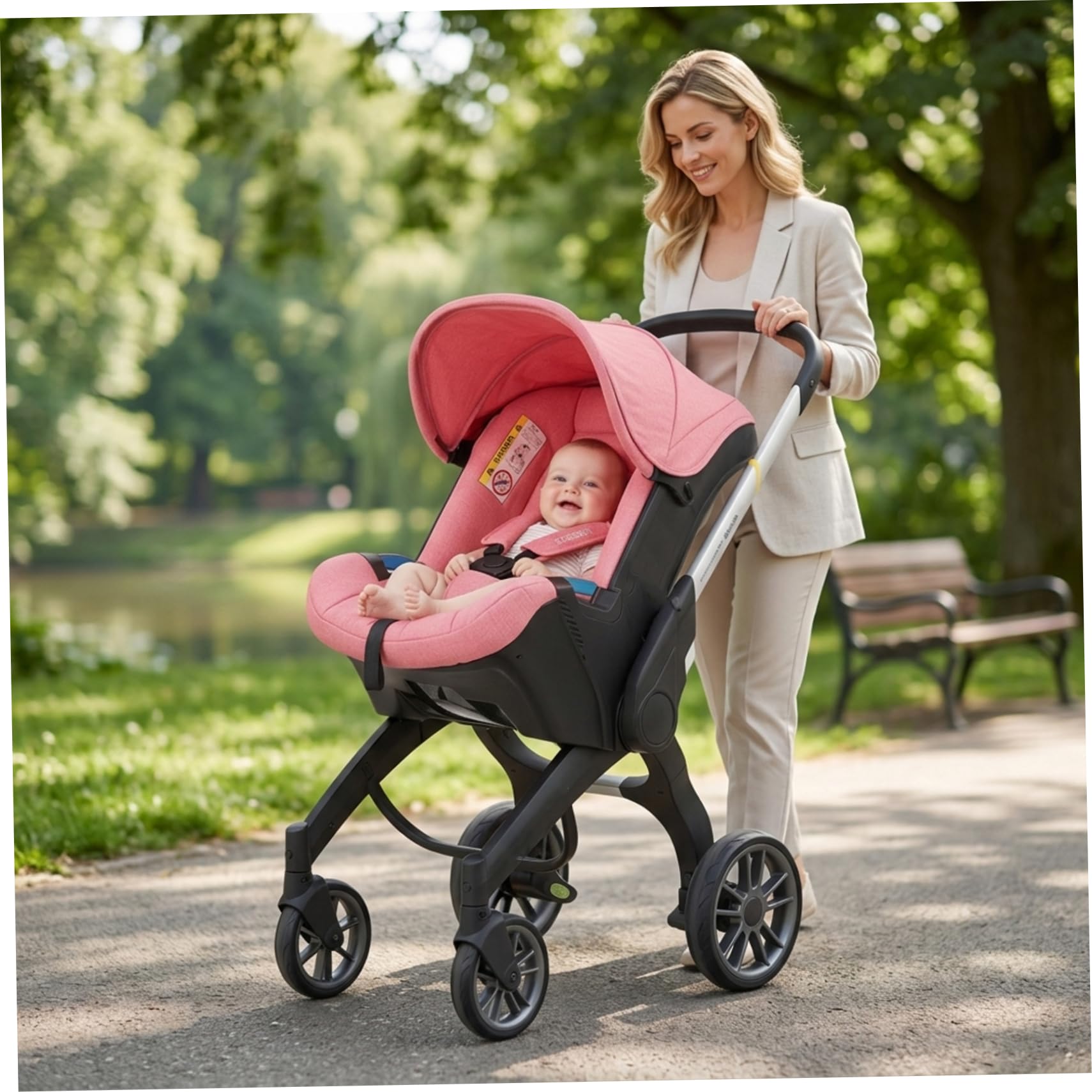 Ensemble doublure de siège et auvent pour poussette, coussin de poussette avec épaulettes pare-soleil, accessoires faciles à nettoyer, idéal pour les porte-bébés Style 1