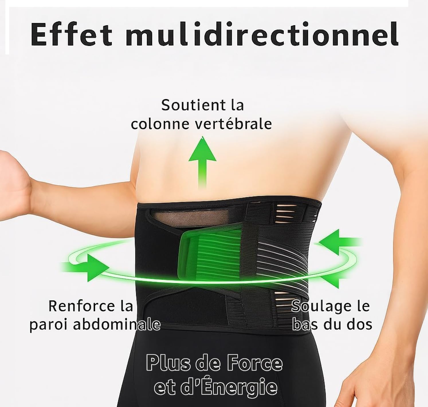 BODYPERFECT Correcteur Postural 6 Baleines Ceinture Lombaire Dorsale Homme et Femme Orthèse Dorsale Unisexe pour Soutien du Dos et Soulagement de la Douleur (Noir, M)