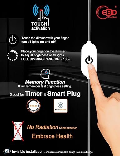 Miniatura 3 de Iluminación LED para debajo del gabinete, luz táctil para gabinete, cable ajustable integrado, sin cables desordenados, 3 paneles de luces para