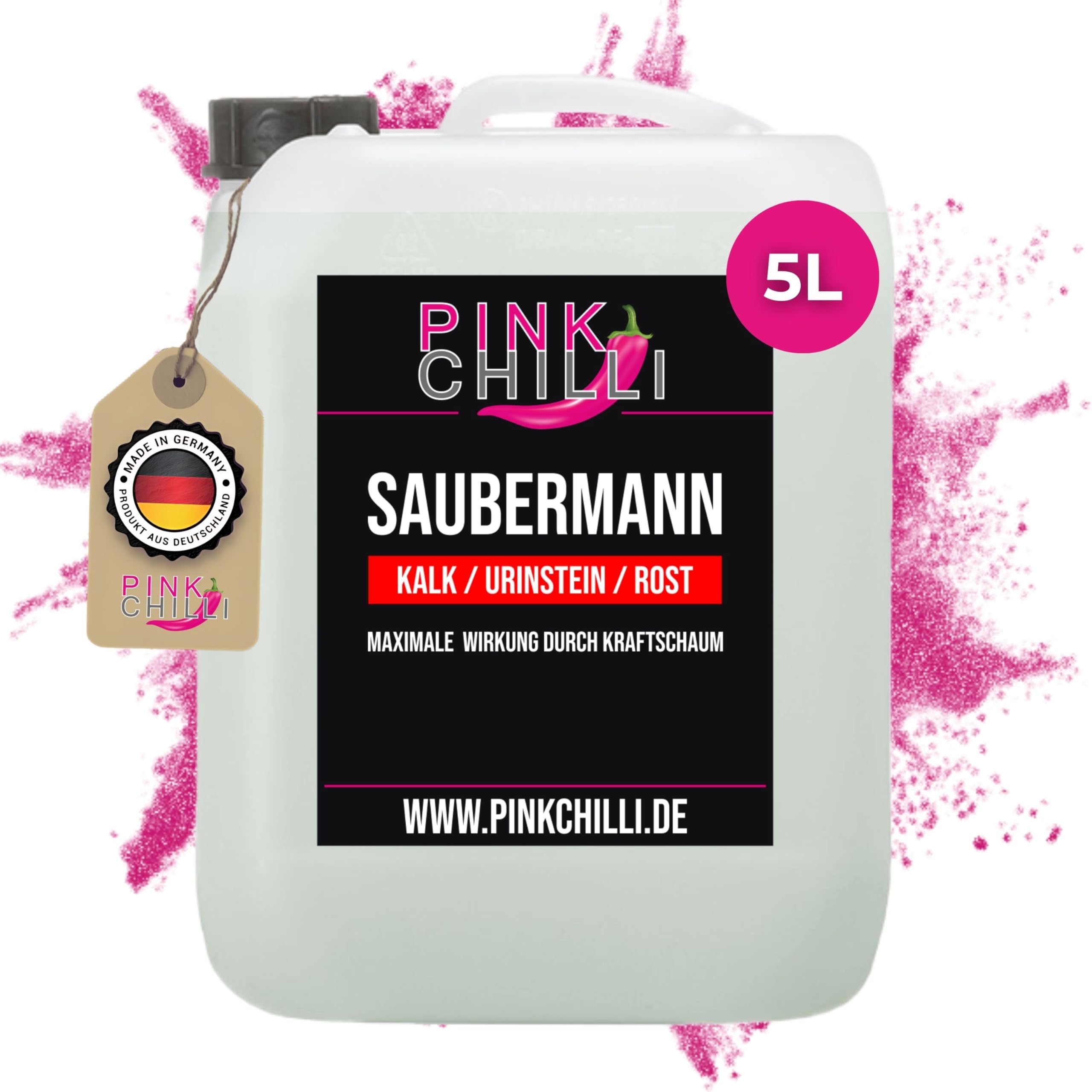 Saubermann - kraftvoller Kalkreiniger - hochkonzentrierter Kalklöser & Sanitärreiniger - vielseitiges Entkalkungsmittel Bad & Küche - starker Kalkbekämpfer - Kalkentfernungsmittel