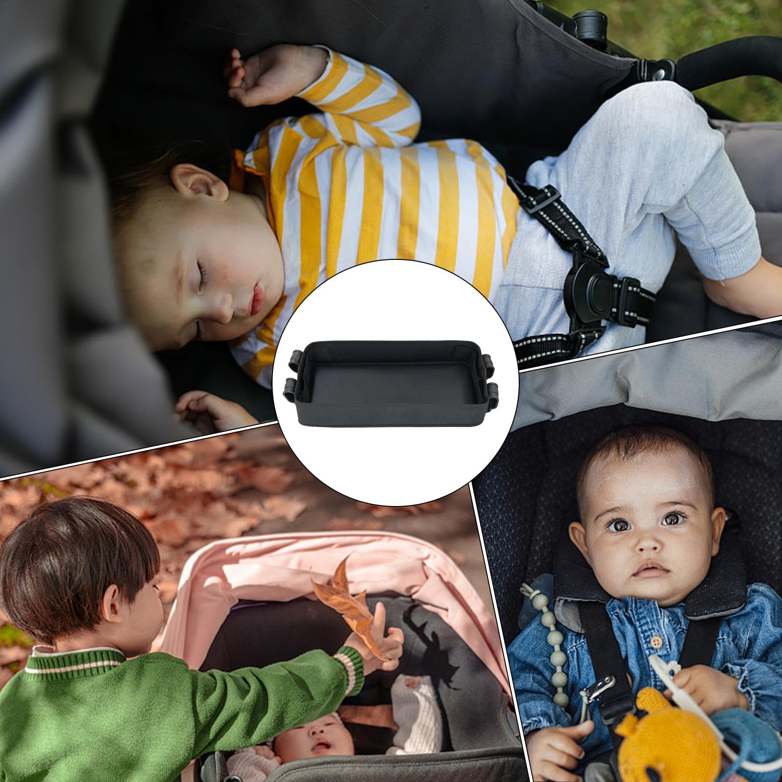 Snacktablett für Kinderwagen | Zubehör für Kinderwagen | Tablett für Kinderwagen | Kinderwagentablett mit Getränkehalter, Seite aus wasserdichtem Kunstleder, ideal für