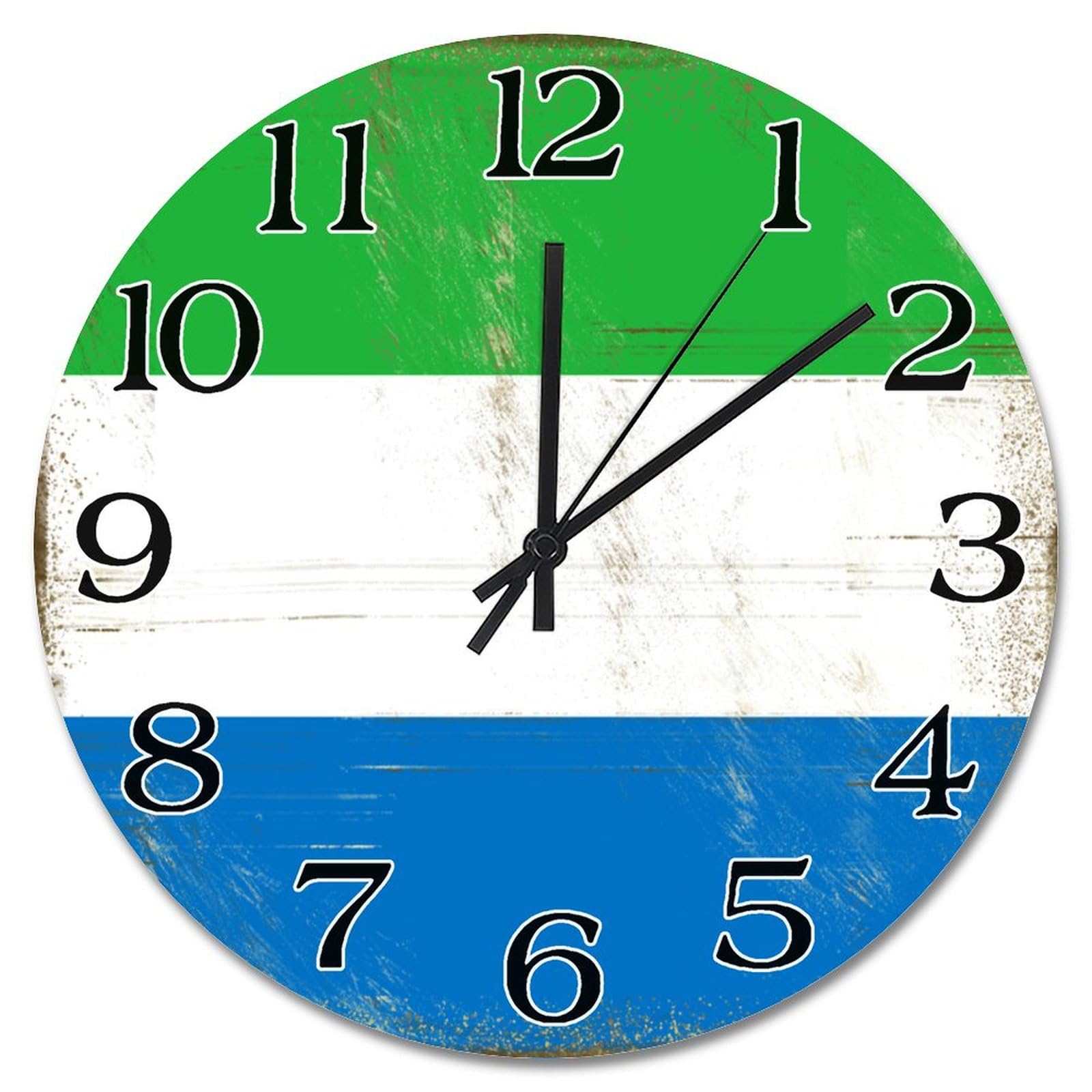 Horloge murale en bois Sierra Leone de 38 cm au style rustique