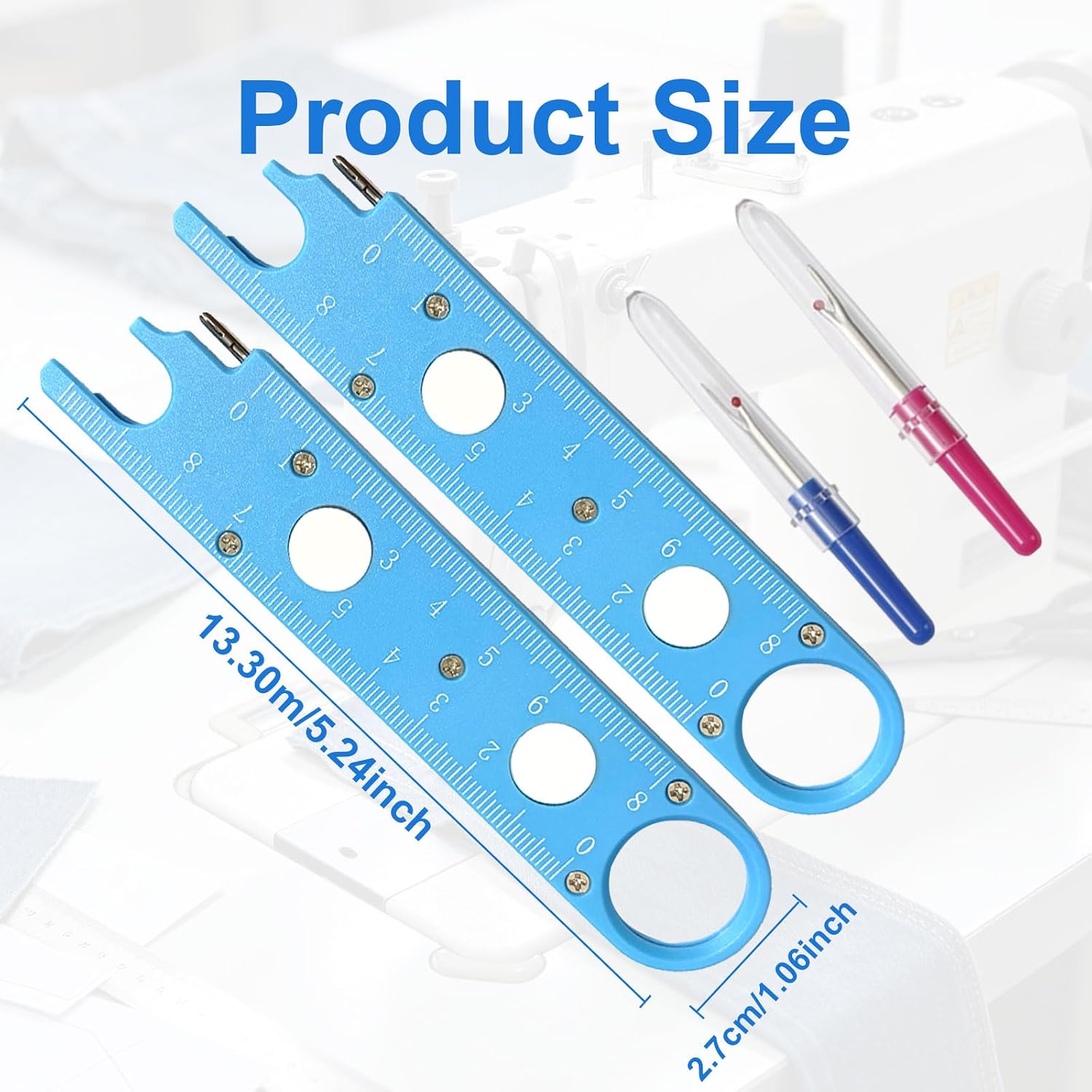 2 Packs 4 in 1 Needle Threader Jack Sewing Tool Seam Guide for Sewing Machine Quick Threading Device for Sewing Machine, Anti Prick Hands,Sewing Machine Needle Threader and 4 Seam Rippers (Blue)
