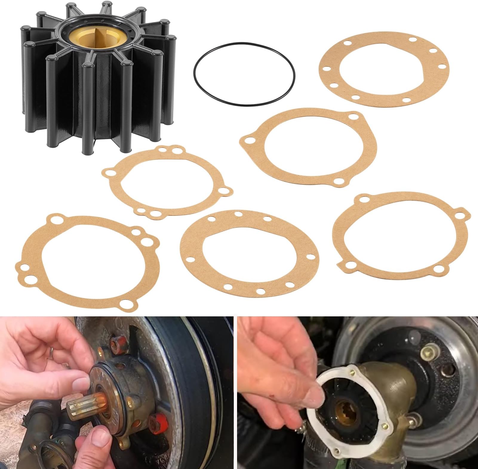 Yoursme Water Pump Impeller Repair Kit Replacement for Volvo Penta 835874 Cooling Pump Impeller for Sherwood 10615K-SHW & for Johnson 09-702B-1 for Yanmar 128170-02070 for Jabsco 18948-0001-P