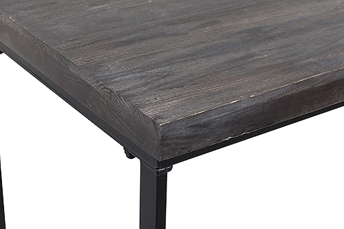 Miniatura 4 de Deco 79 Mesa consola minimalista de madera con patas de metal negro, 52 x 18 x 33 pulgadas, marrón oscuro 2-Negro -,Negro -,Marrón