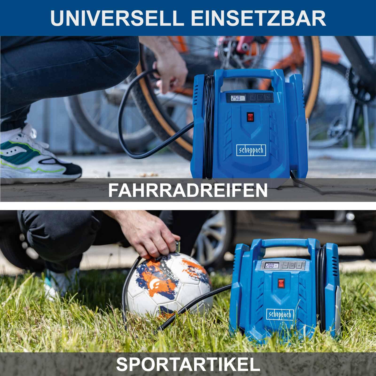 Scheppach Mobiler Kompressor Airforce 7 SC | Arbeitsdruck 8 bar | Ansaugleistung 24 L/min | Betreibbar mit AC 230 – 240 V~ / 50 Hz DC 12 V | inkl. Zubehör