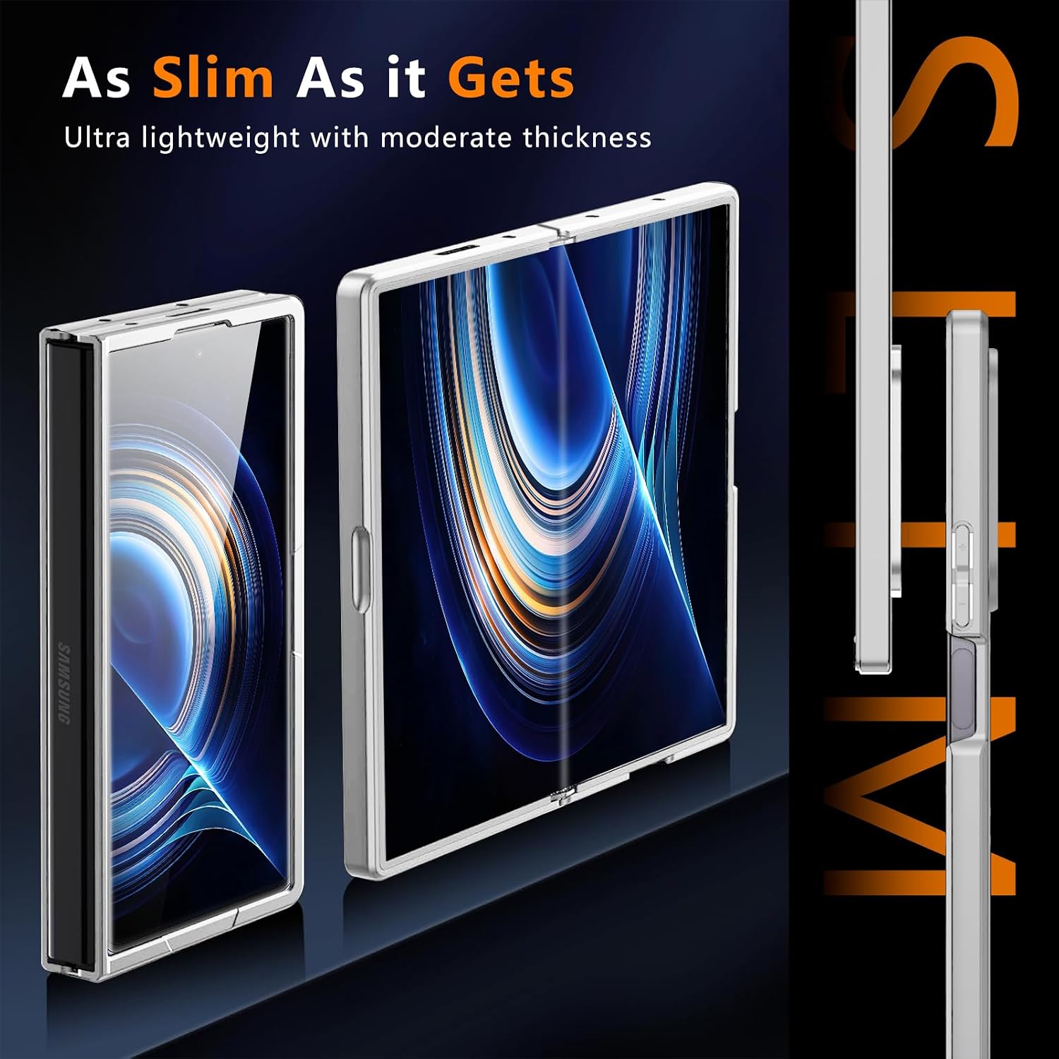 Case for Samsung Galaxy Z Fold7 - Built-in Magnetic Ring, Wireless Charging Ready, Thin PC Hard Shell with Shock-Absorbing Protection,[White] MUS-CXPC-01-04