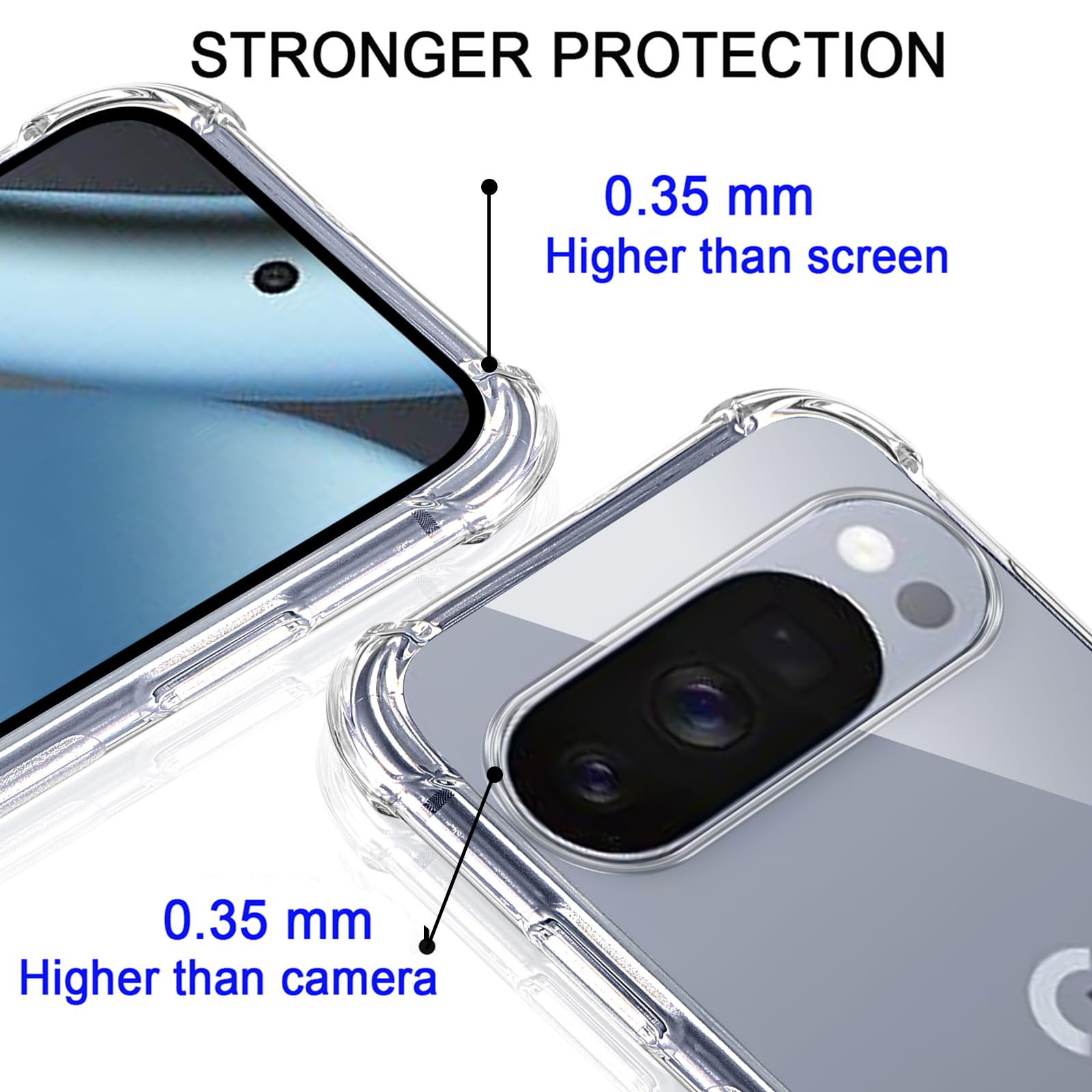 Etui z łańcuszkiem na telefon komórkowy z paskiem dla Google Pixel 10/Pixel 10 Pro, etui z łańcuszkiem i sznurkiem do zawieszenia, przezroczywe etui TPU, odporne na uderzenia i zarysowania