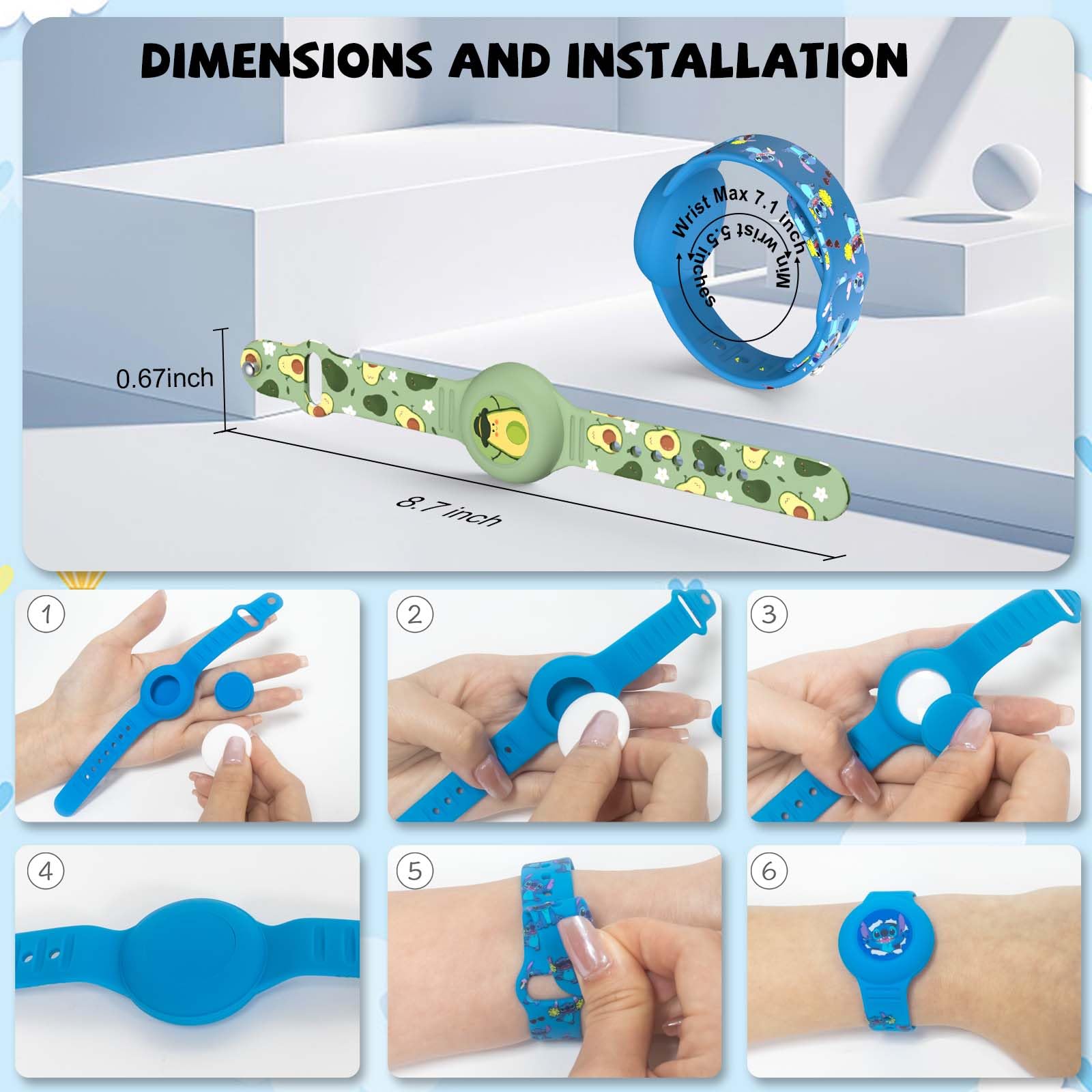 Braccialetti AirTag Per Bambini Fhtase - 2 Confezioni In Silicone Con Decorazioni Cartoon, Regolabili - Foto 5