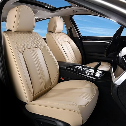 Miniatura 2 de Coverado Fundas de asiento, juego completo de fundas de asiento de automóvil, funda de asiento de automóvil beige, fundas de asiento delantero y