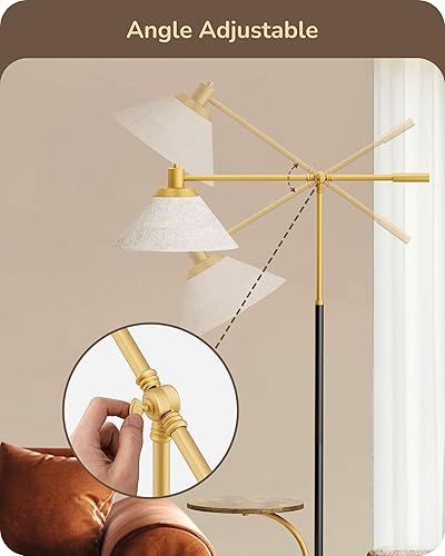 Miniatura 2 de EDISHINE Lámpara de pie de arco de 68 pulgadas con mesa, lámpara de pie vintage para sala de estar con bandeja, altura ajustable, bombilla LED de 5