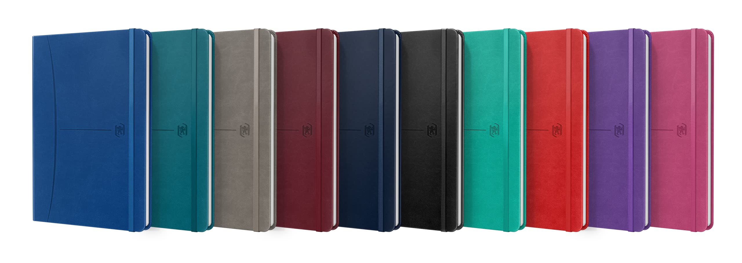 Oxford Notizbuch A5 kariert, Signature, 160 Seiten, Hardcover mit Kunstleder, 10 Farben, 10 Stück