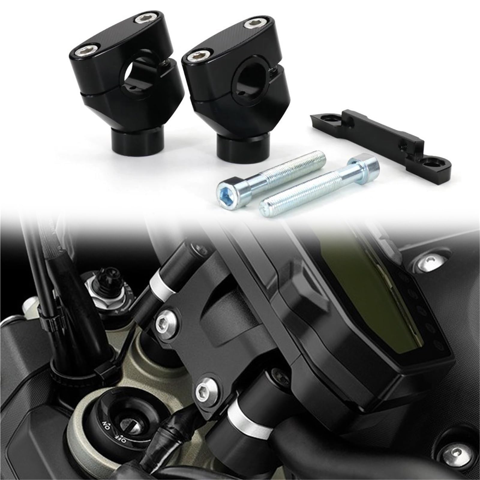 Pince de guidon 28,6 mm et 22,2 mm Bikers pour Yamaha MT-07 FZ-07 2015-2020