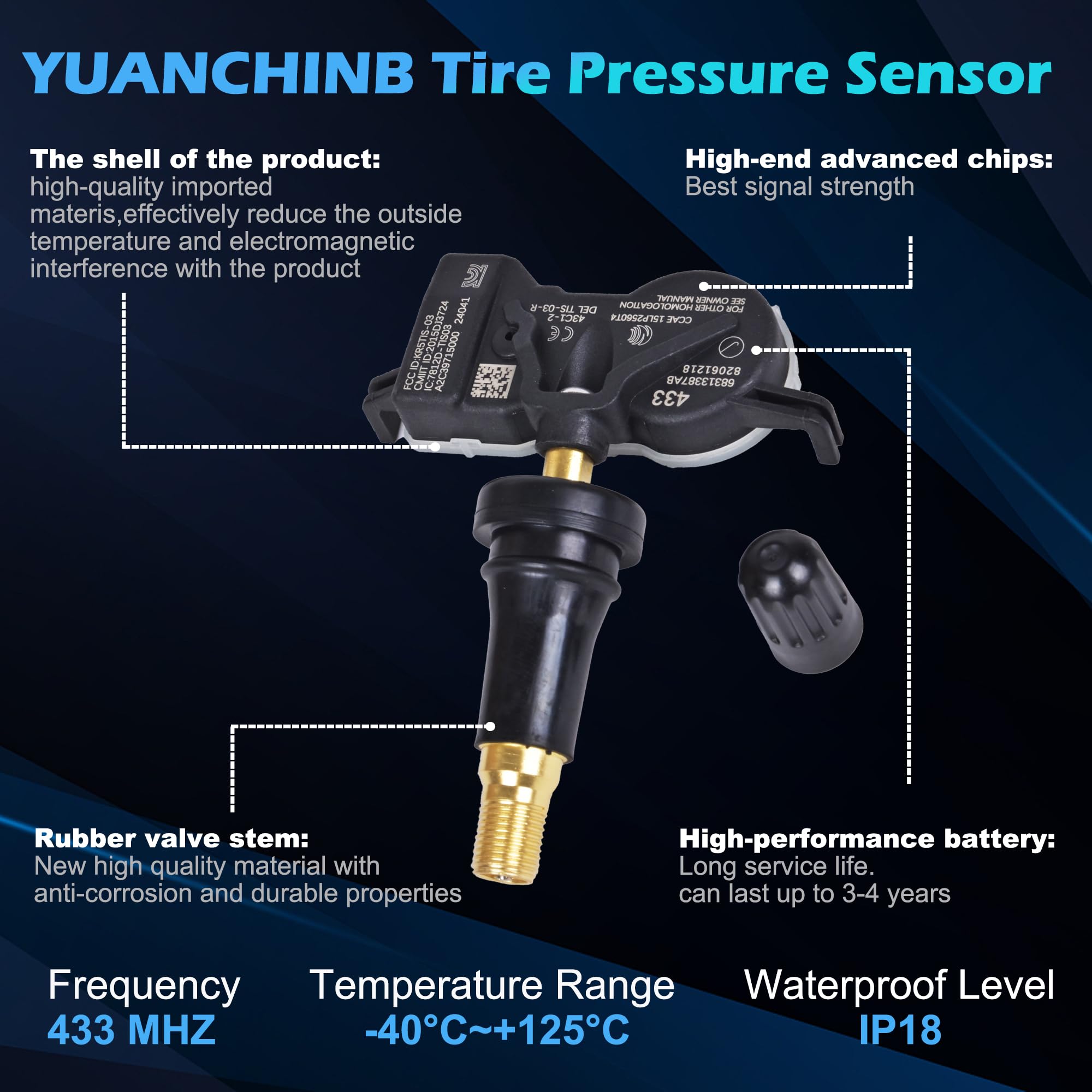 TPMS Sensor For Dodge, Chrysler, Jeep – 433Mhz Tire Pressure Monitor Replaces #68313387AB (Pre-Programmed) - View #9