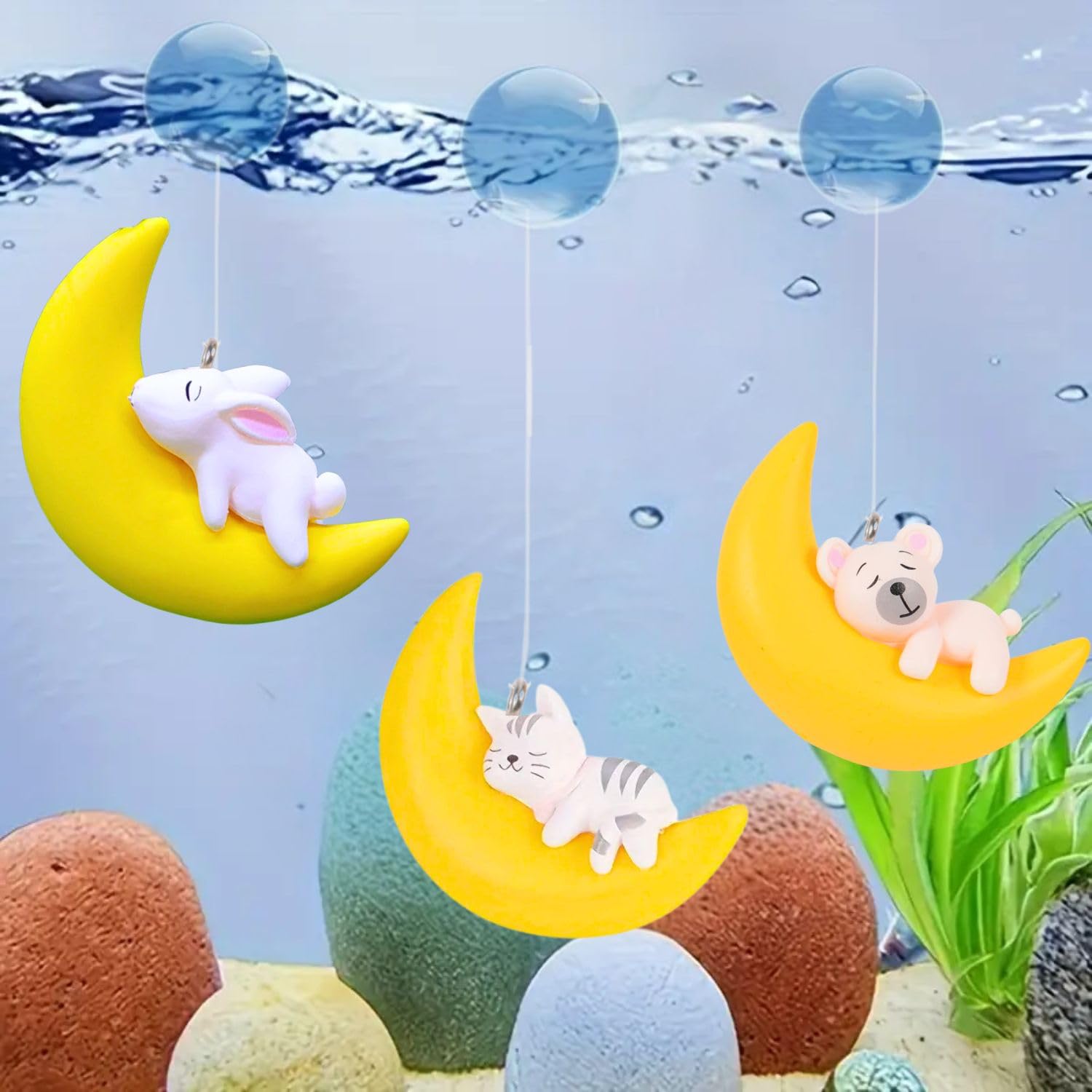 VAYINATO® Floating Half Moon Sleeping Pet Aquarium Toys Mini Fish Tank Attractive Cute Decoration, Miniature Resin Decors (Yellow) by Petzlifeworld (3 Pcs) (B0D7D1LYR3) Amazon Price History, Amazon Price Tracker