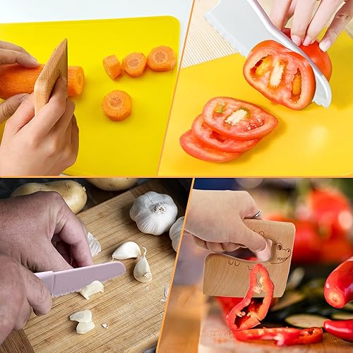 Miniatura 4 de 11 Piezas Cuchillos de Cocina de Madera para Niños, Juego de Cuchillos Rosa para Niños Incluye Cuchillo de Madera para Niños, Cuchillo de Plástico