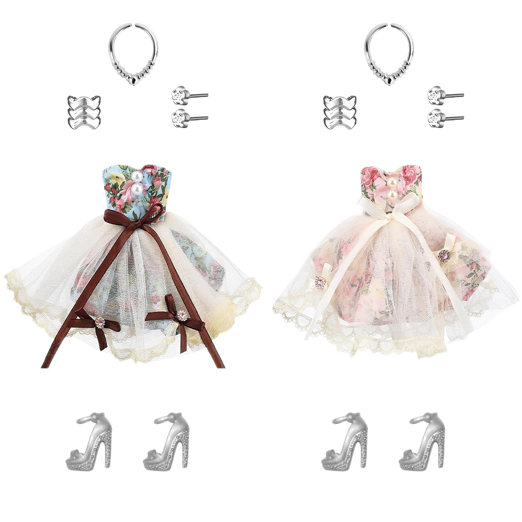 2 Piezas De Ropa Para Muñecas De 12 Pulgadas Con Vestidos, Zapatos, Collar, Pendientes Y Pulsera, Conjunto De Accesorios De Moda Para Niñas