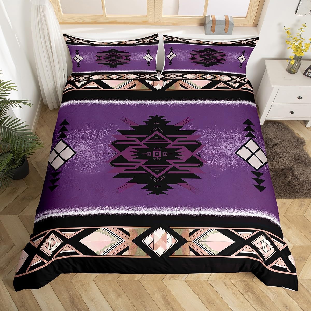 Housse de couette tribal indigène Manfei en tissu respirant et facile à laver