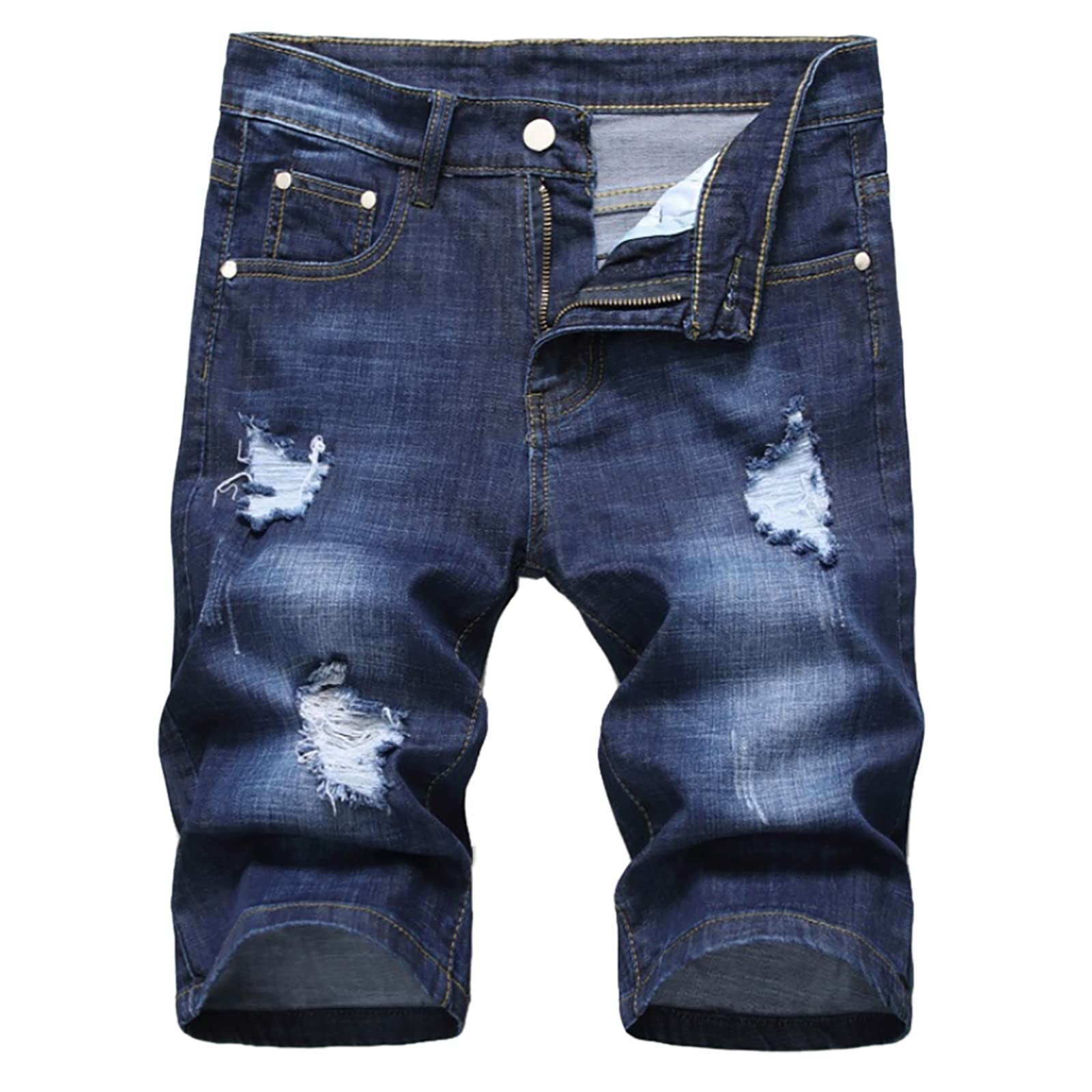 NUSGEAR 2024 Pantalones Cortos Vaquero Hombre Verano Casual Moda Jeans Trabajo Corta Pantalones Short Roto Deporte Jogging Pantalon Fitness Chandal Hombre Pantalones de Trekking Talla Grande Playa