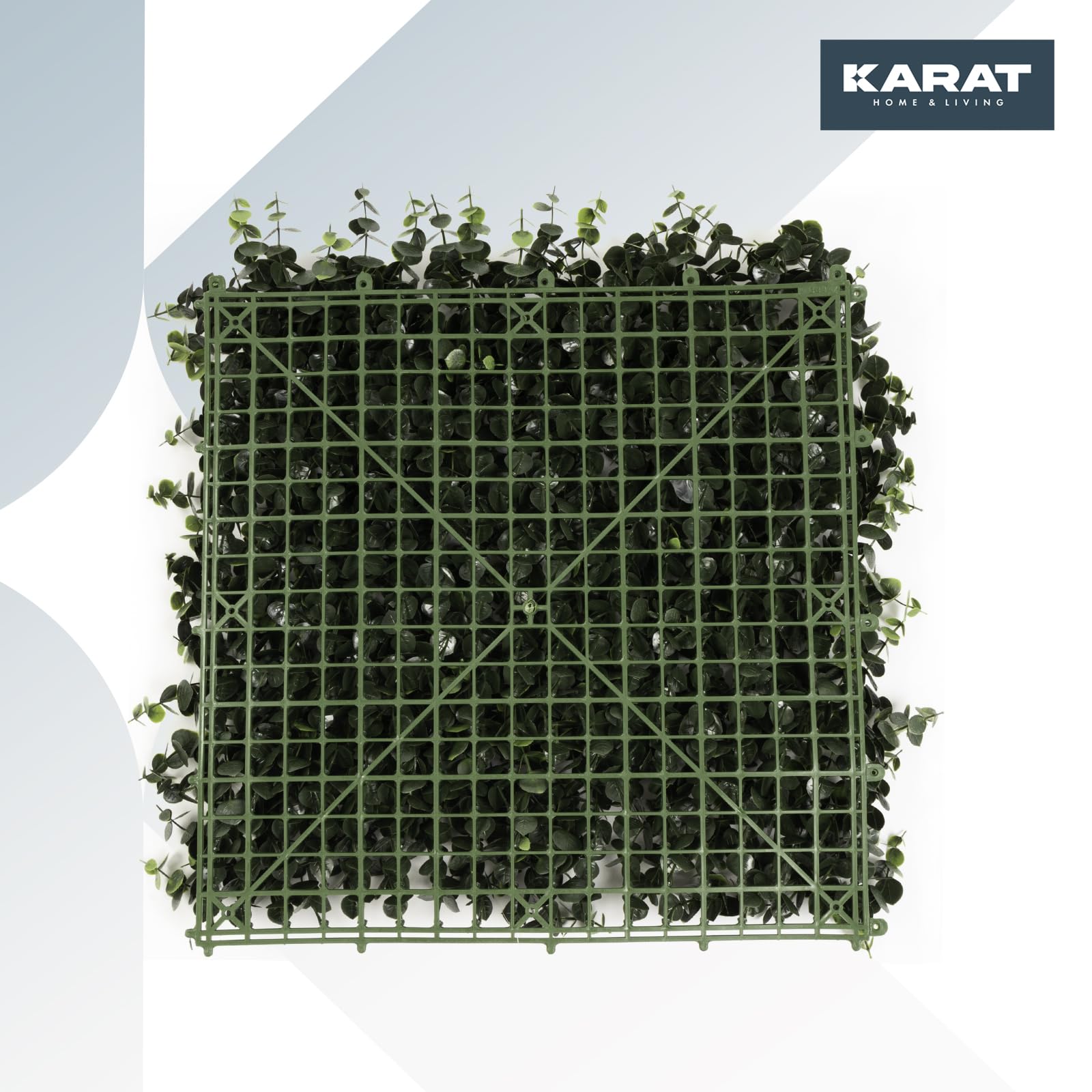 KARAT Ściana dla roślin, sztuczne rośliny do montażu na ścianie, 50 x 50 cm, ogród ścienny, sztuczne rośliny, dekoracja na ścianę, balkon i do ogrodu (eukaliptus, 50 x 50 cm)