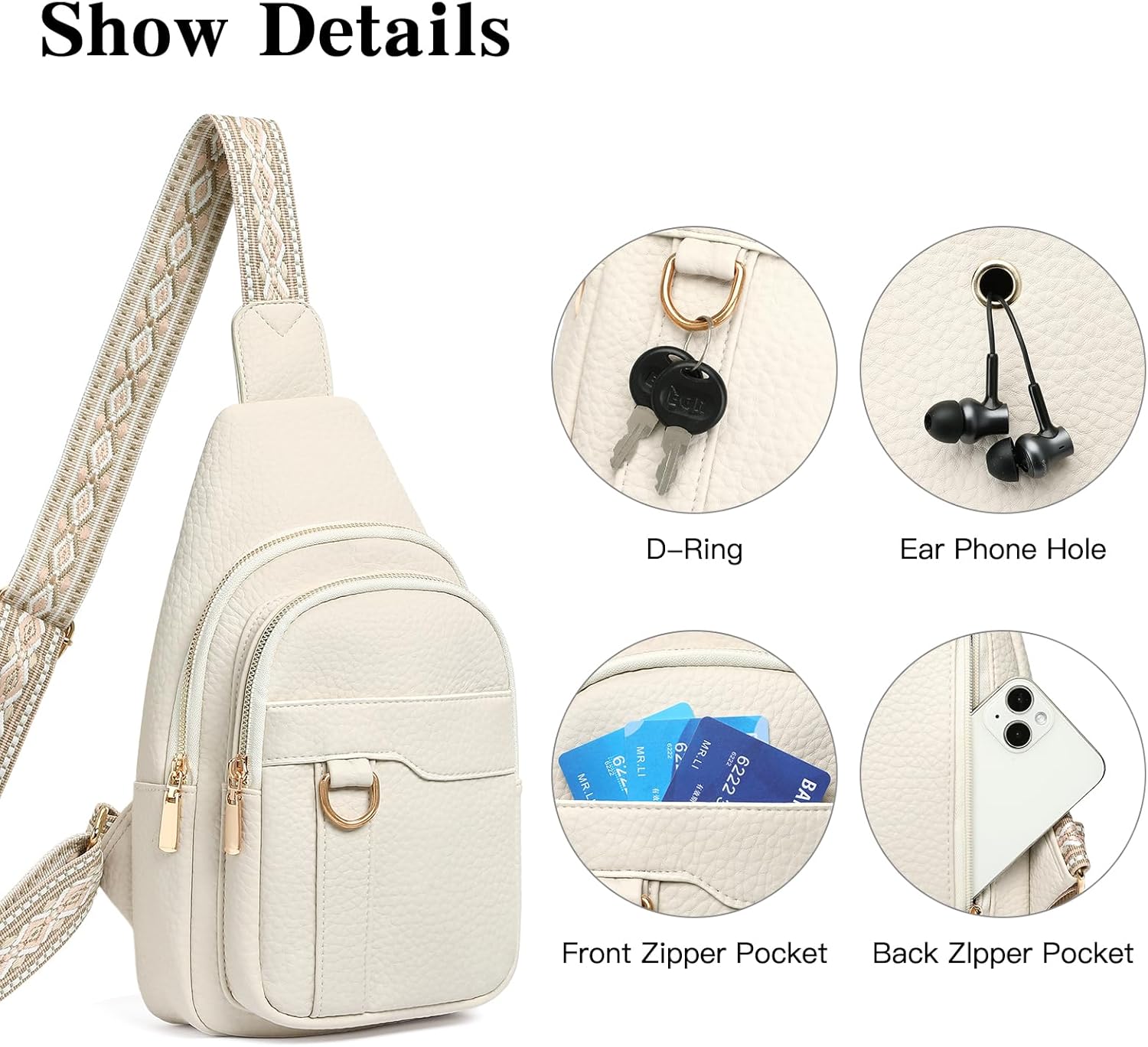 GAEKEAO Sling Bag for Women Crossbody Bags Fanny Pack Vegan Leather Chest Bag Travel Shoulder Belt Purse Backpack Gifts