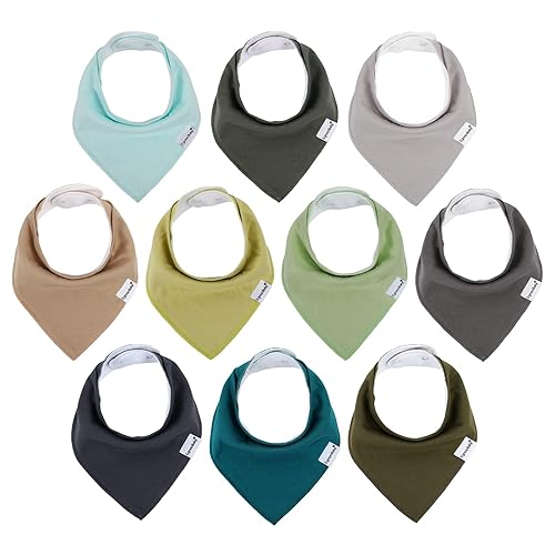 Miniatura 66 de Baberos tipo bandana para bebés para niños y niñas, súper suaves, unisex, paquete de 12 baberos de algodón orgánico absorbentes para dentición y