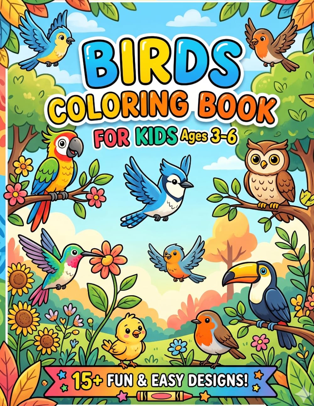 Bird Coloring Book for Kids Ages 3-6: Fun and Easy Bird Coloring Pages for Toddlers and Preschoolers | Cute Birds, Simple Designs, and Creative Learning Activities