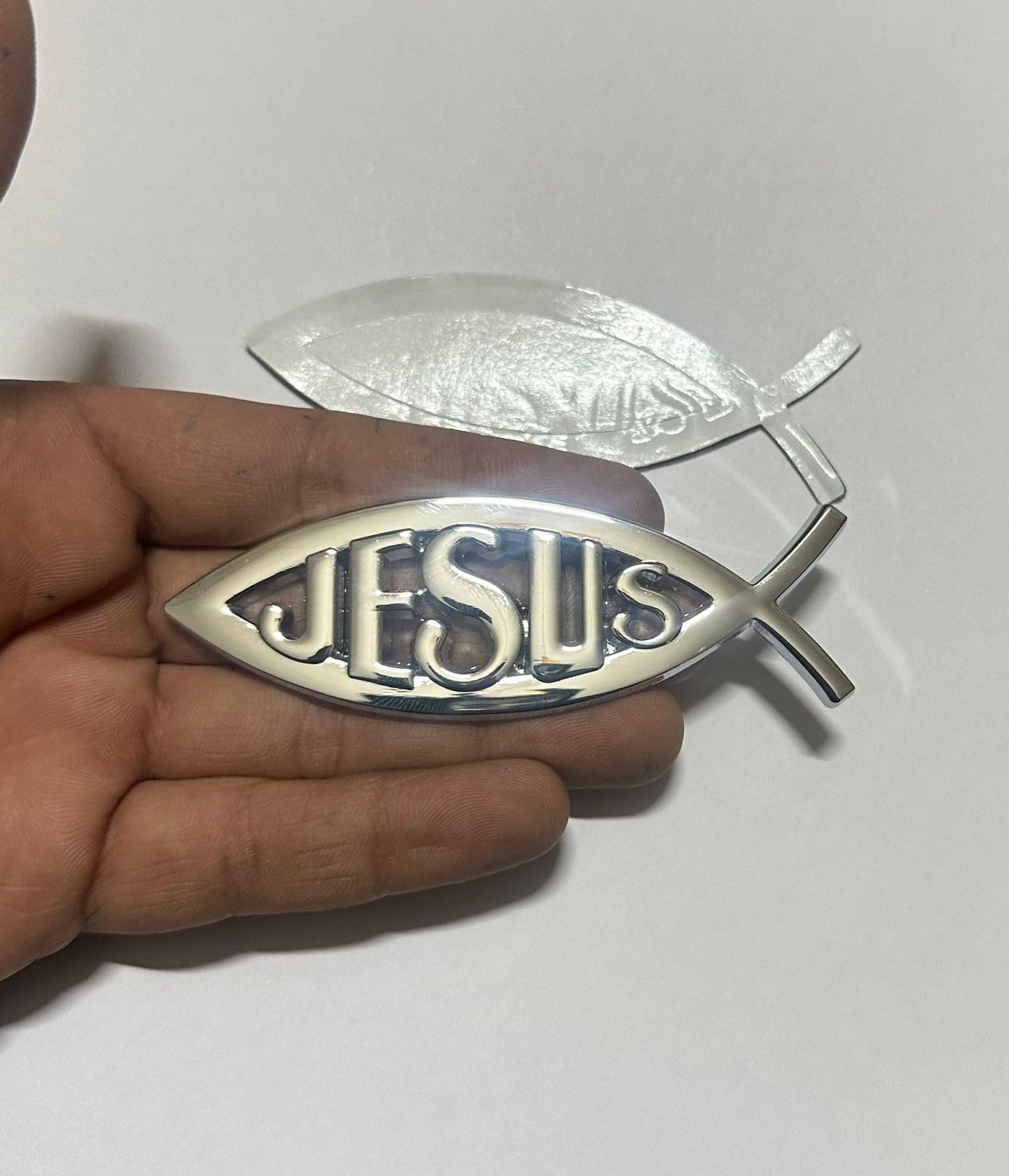 Jesus Fish Christian Logo 10 x 3cm Car Metal Car Emblem 3D Badge Auto Racing Sport Sticker Tourer Decal (Chrome Jesus Christian Logo 10 x 3cm)-image-43
