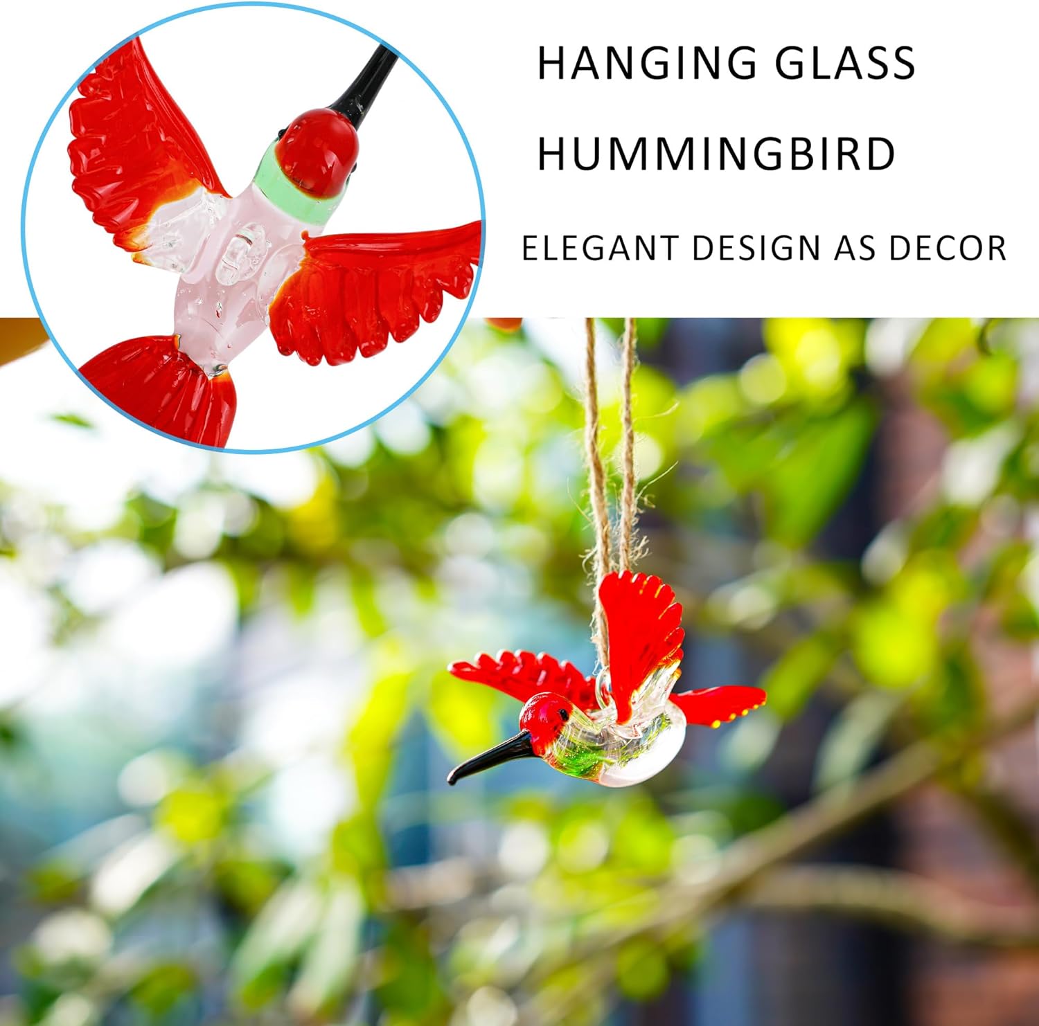 Handmade Hummingbird Ornament Xmas Decorative Hanging Ornament Glass Humming Bird Ornament for Home Party Christmas Tree Decorations - Image 3