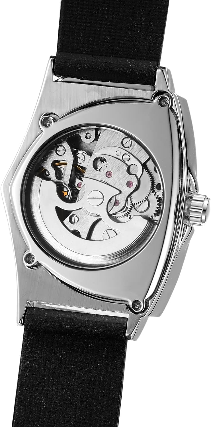 FORSINING Men's Unique Design Luxury Automatic Movt Triangle Popular Style Rubber Strap Waterproof Watch