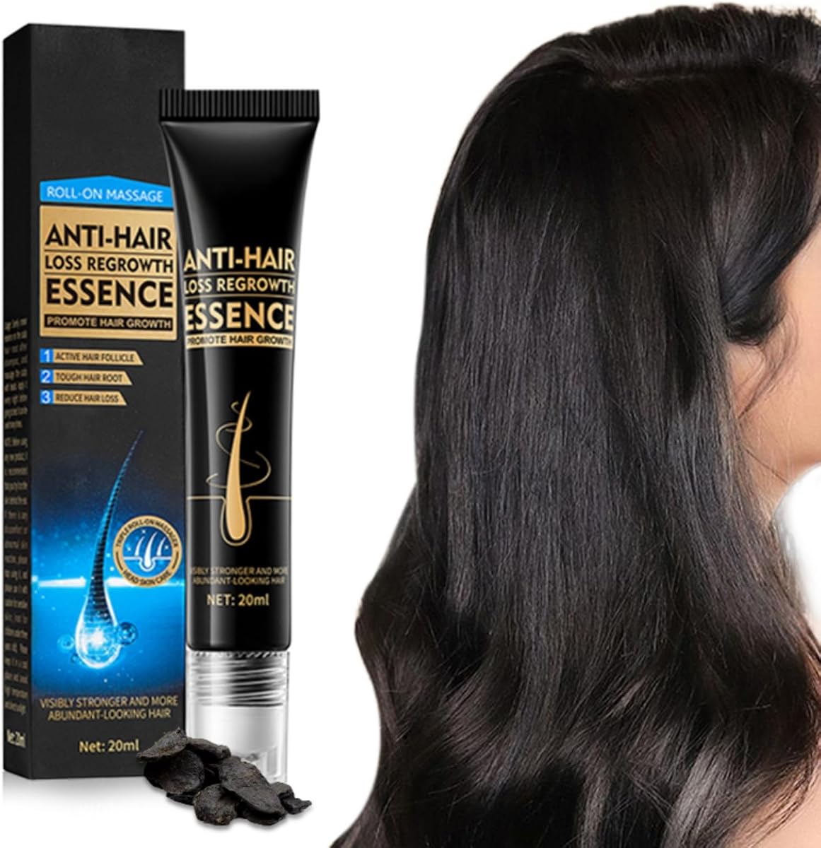 Hair Darkening Serum, Herbal Gray Hair Reverse Essential Oil Conditioner for Man & Woman, Restore Natural Black Color Polygonum Multiflorum Essence for Hair Growth