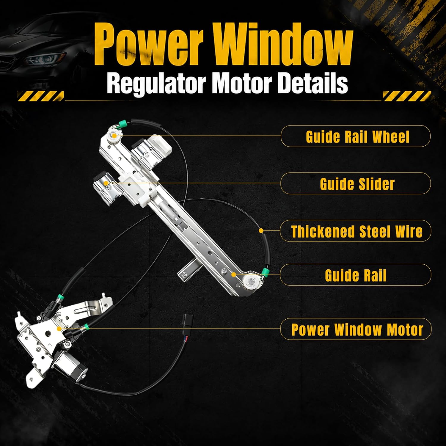 Rear Power Window Regulator Driver Side with Motor Assembly OE#748-228 Compatible with Escalade Pickup Truck SUV 2000-2006,Chevy Avalanche Cheyenne Silverado Sonora Suburban Tahoe,GMC Yukon XL Sierra