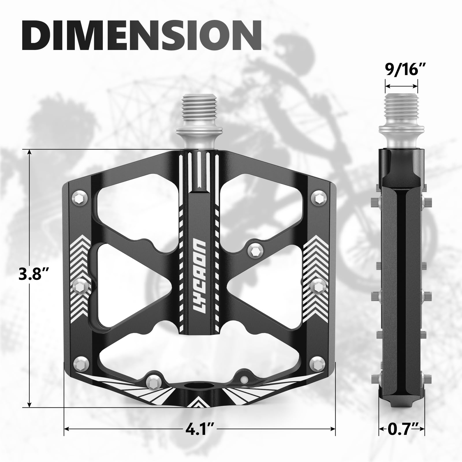 Pedali Per Bici LYCAON - Antiscivolo Con 3 Cuscinetti, Per MTB BMX E Road Bike - Foto 4