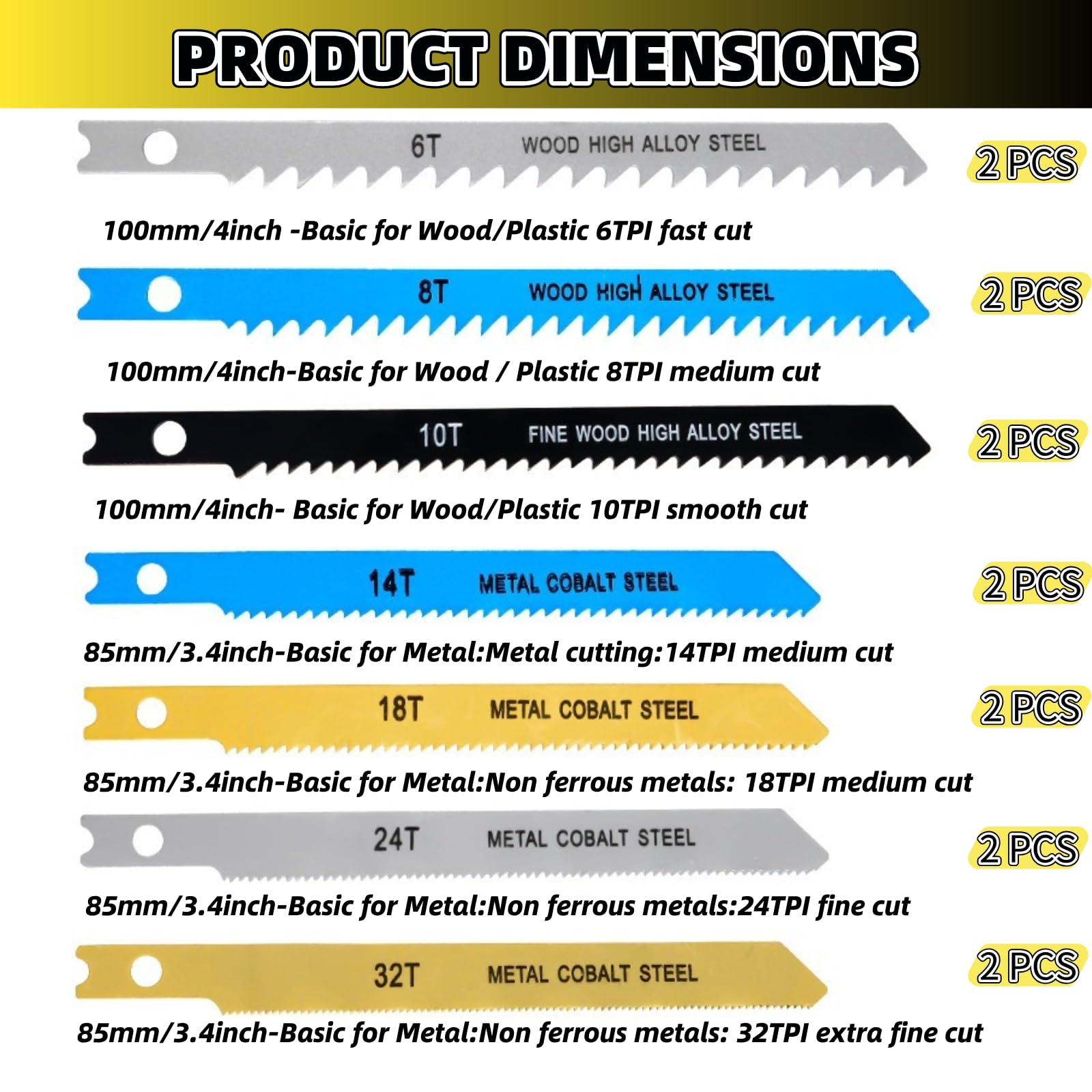 Jigsaw Blades Set - 14 Piece U-Shank Blades -2