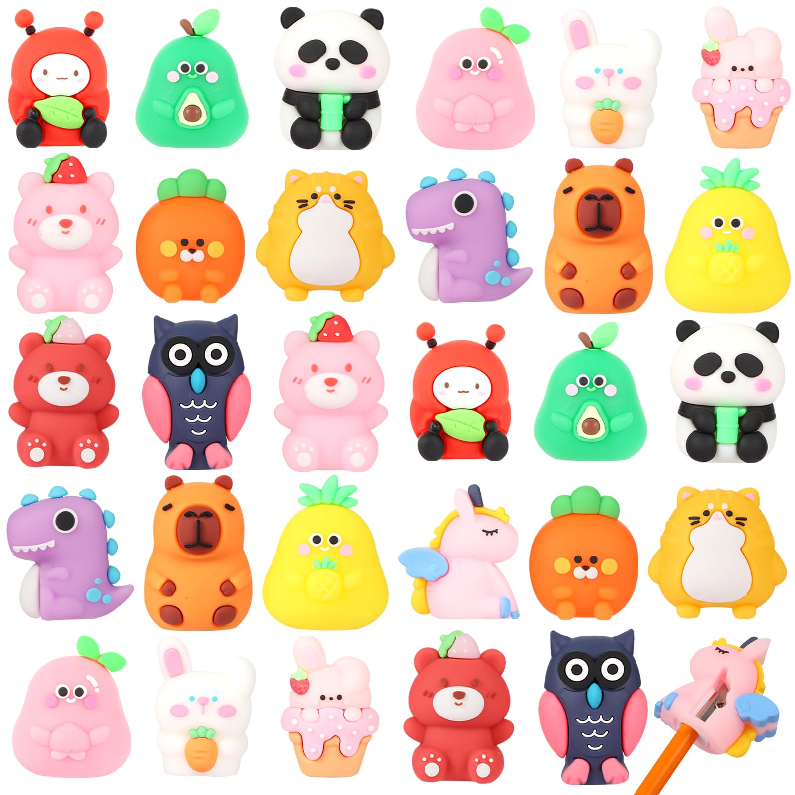 30 PCS Cute Pencil Sharpener for Kids Handheld Pencil Sharpener Bulk Kawaii Manual Pencil Sharpeners Kids Pencil Sharpeners for School Office Home (30