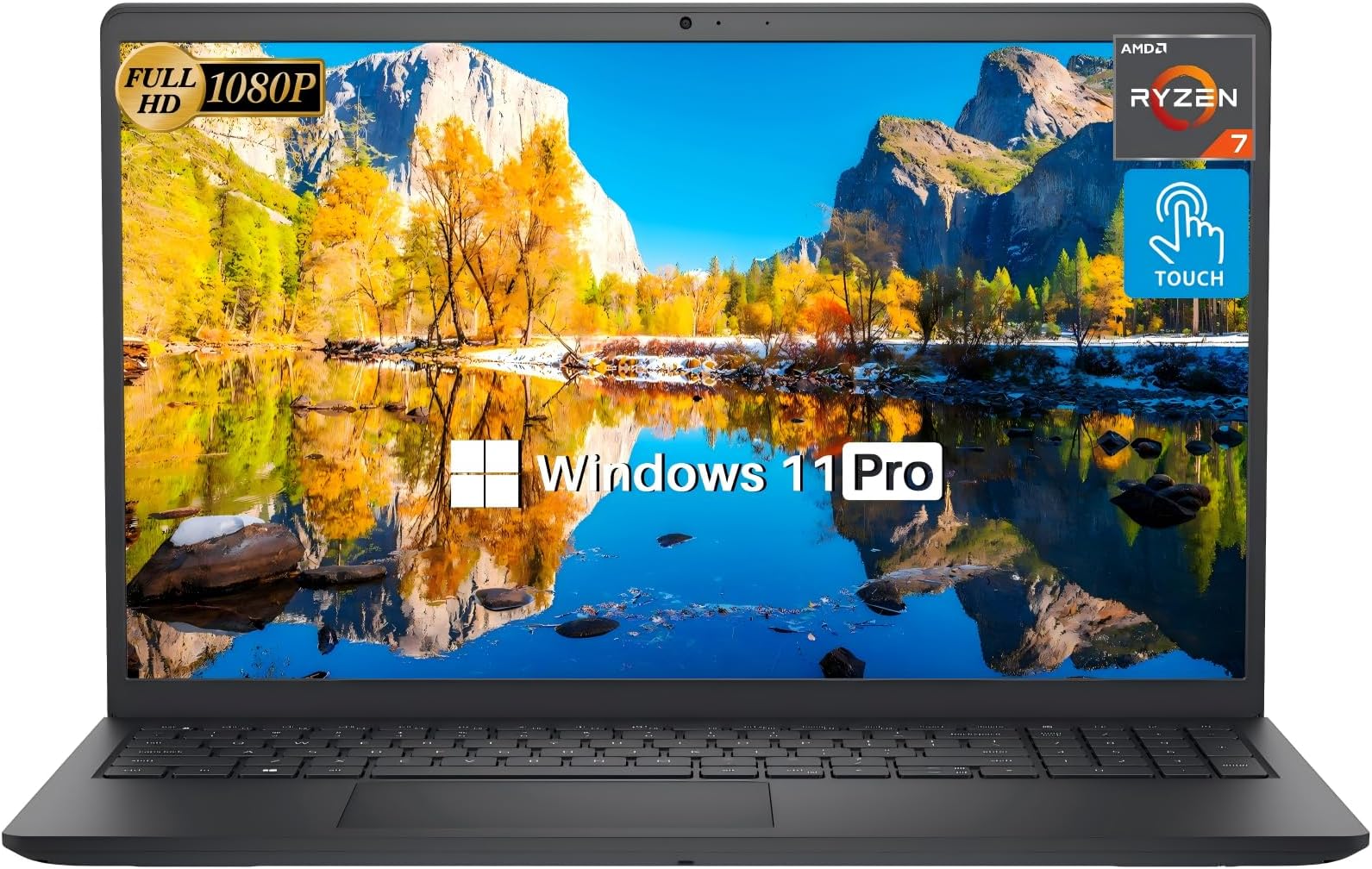 Dell Inspiron 15.6" FHD Touchscreen Laptop, AMD Ryzen 7 7730U (8-Core) Processor, 64 GB RAM, 1 TB SSD, AMD Radeon Graphics, Wi-Fi, Webcam, Windows 11 Pro, Long Battery Life, for Business & Student