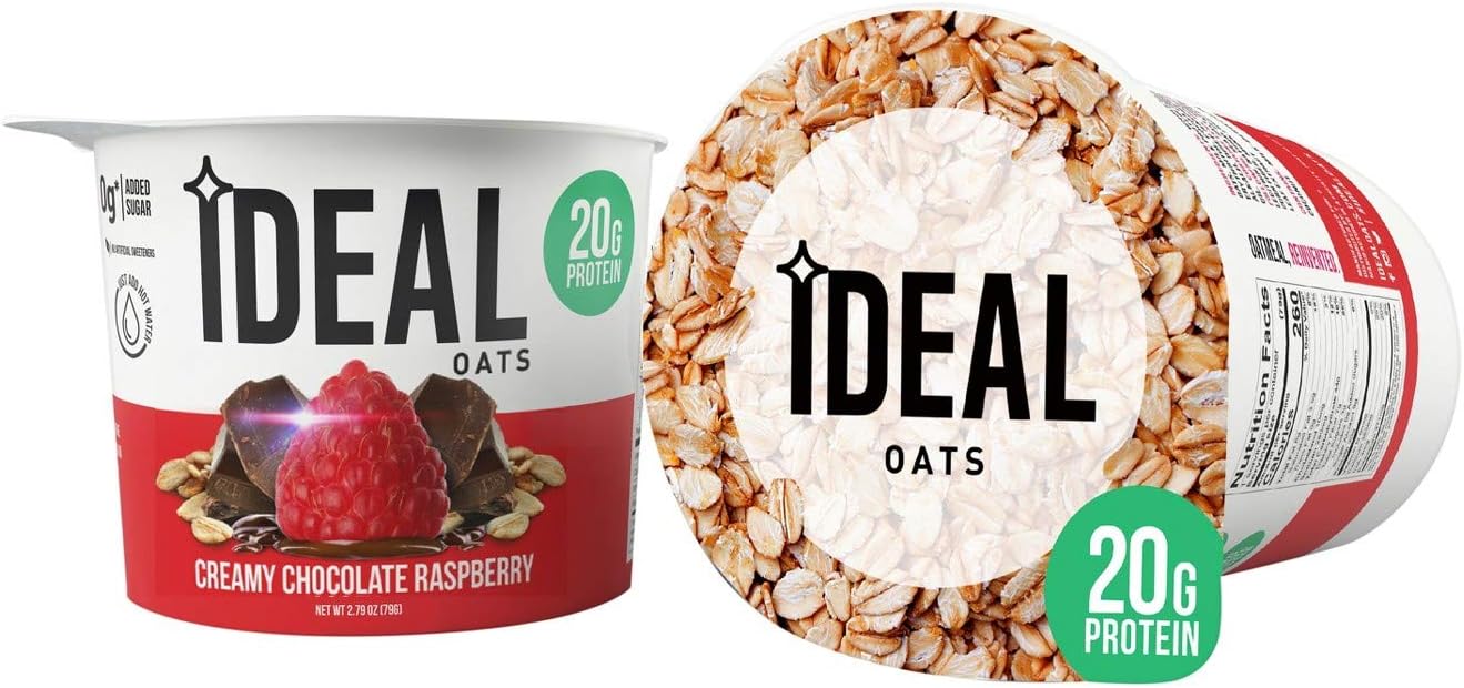 Ideal Oats 20g High-Protein Oatmeal, No Added Sugars, Chocolate (Gluten-Free) (6 pack) โฆ
