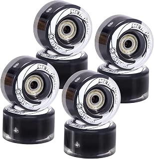 METROLLER 8 Pack 54mm x 32mm Roller Skate Wheels with Bearing ABEC-7 Installed, Indoor Outdoor Light up Wheels for Roller Skates Durable Wear-Resistant PU 82A Wheels Roller Skate Accessories