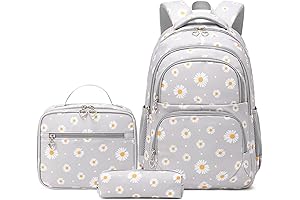 Daisy-Print Girls Backpack Set with Lunch Kit Bookbag for Teenager Girls