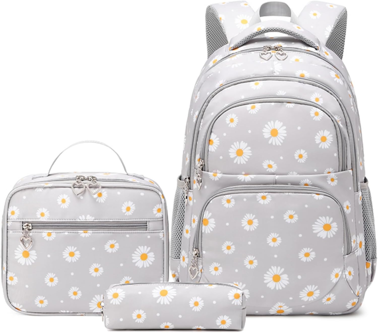 ZHANAO Daisy Backpack for Girls,Bookbag with Lunch Box Kids School Bag Set 3pcs Flower Backpack Set School Daypack