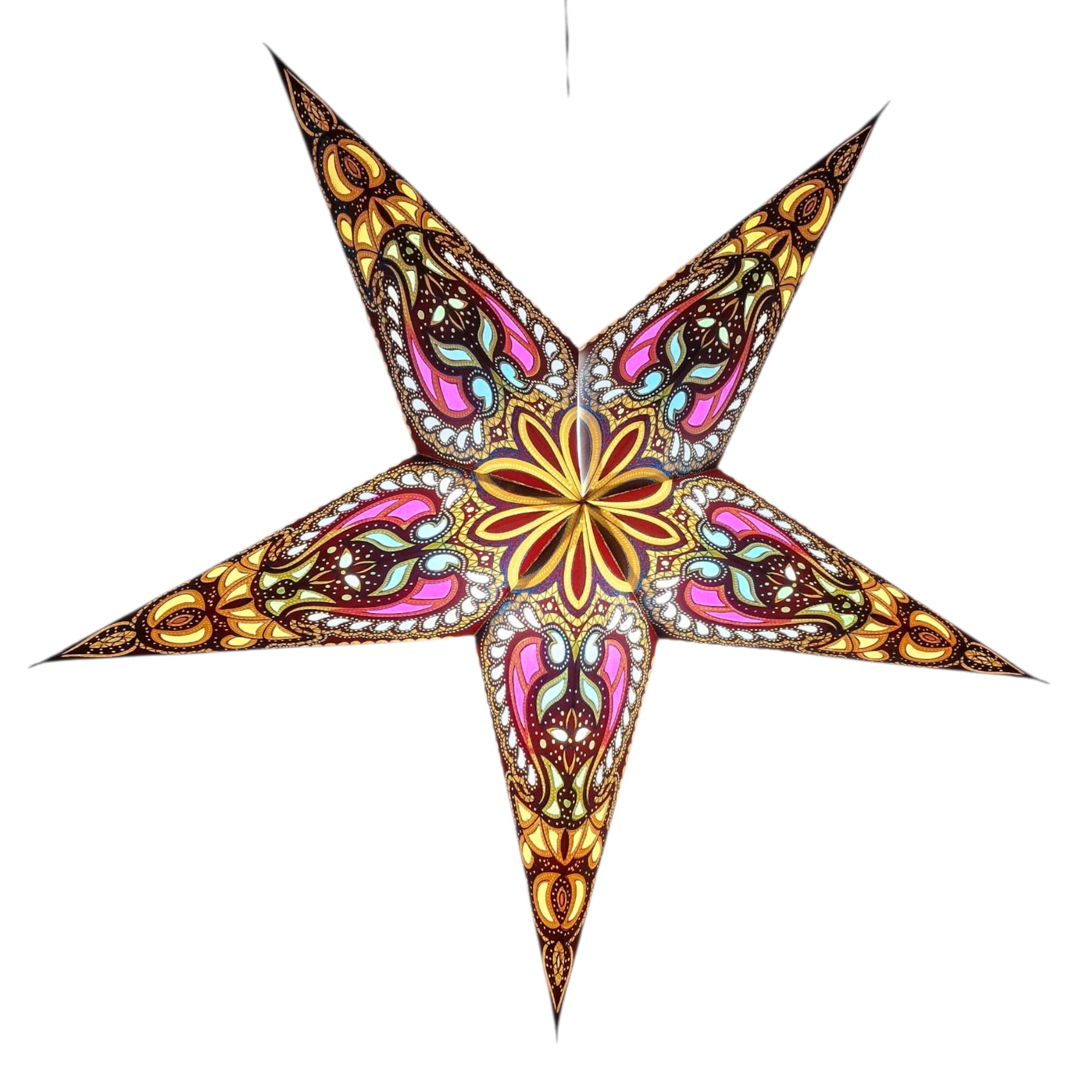 YEPSIO Lantern Lampshade Paper Star Light Shades Large 60cm Hanging Decorations for Christmas Wedding Home Decoration Birthday Party Foldable 5 Pointed Star (Glitter Brown, Golden, Pink) โ image 1