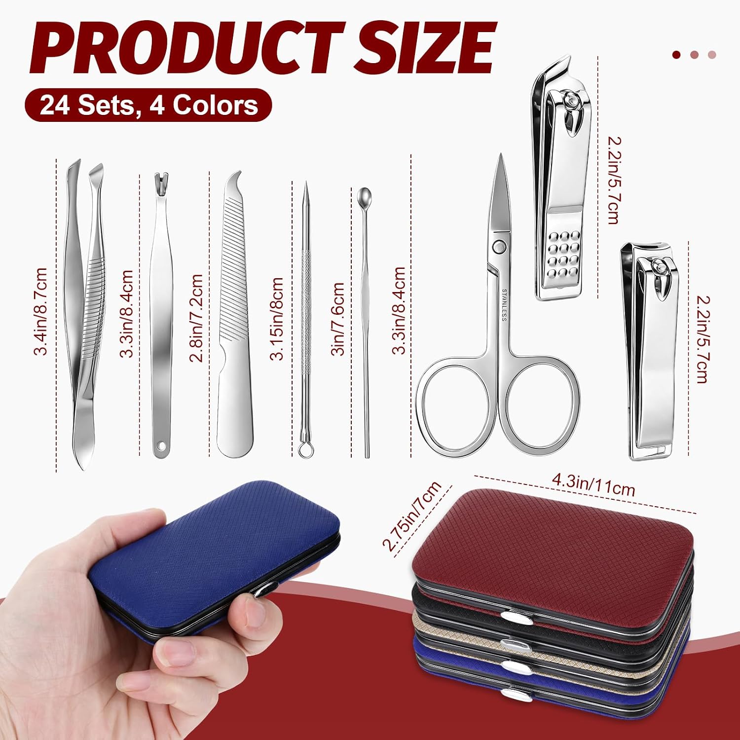 24 Set Travel Manicure Kit Bulk 8 in 1 Nail Clippers Set for Women Men image 2