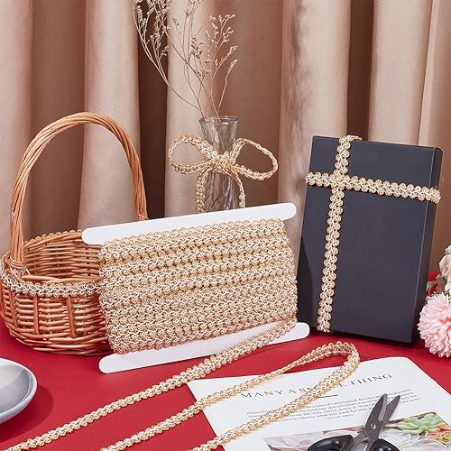 Miniatura 5 de PH PandaHall Cinta de encaje de ciempiés dorado de 27.3 yardas, trenza metálica de 0.315 in, cortina de tela para tapicería, para manualidades,